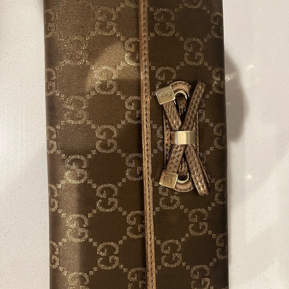 Gucci Metallic Gold Monogram Wallet